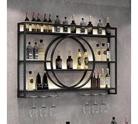 porte-bouteilles muraux industriels avec porte-verre,Porte-Bouteilles Muraux Industriels Avec Porte-Verre Barre des étagères flottantes(Size:100cm,Color:Noir)