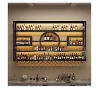 Porte-Bouteilles Muraux Industriels, Bouteille Muraux Métalique Étagère À Vin Étagères, Casier À Vin En Métal, Porte-Verre À Vin Suspendu Pour Cuisine Bar(Black,180x130x20cm)