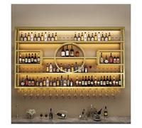 Porte-Bouteilles Muraux Industriels, Bouteille Muraux Métalique Étagère À Vin Étagères, Casier À Vin En Métal, Porte-Verre À Vin Suspendu Pour Cuisine Bar(Gold,220x130x20cm)