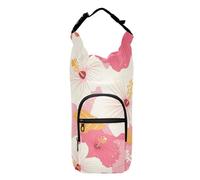 Porte-bouteilles pliable avec cordon de serrage et porte-bouteille rose et blanc avec porte-bouteille d'eau pour la randonnée - Convient aux bouteilles de 50/61/81/1,2/1,2 l