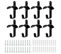 Porte-Bride pour Cheval, Lot de 8 Support de Brides de Cheval en Métal avec 24 Vis Porte-Bridon pour Selle Noir avec Revêtement Antirouille Support Mural pour Cheval pour Écuries et Selleries