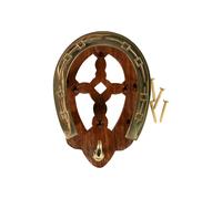 Porte bridon fer à cheval en bois et laiton HKM Marron 14x9,5 cm