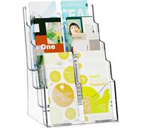 Porte-brochures en acrylique - porte-brochures avec 8 compartiments - présentoir de table pour brochures et flyers - idéal pour les présentations et les événements