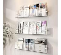 Porte-brochures mural en acrylique à 3 niveaux pour magazines, dossiers, journaux et littérature - Polyvalent pour la maison et le bureau