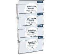 Porte-brochures mural - EUROPEL - OPUS 2 - 4 x DIN 1/3 A4 (paysage) - Transparent - Extensible et modulable
