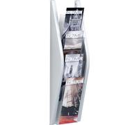 porte-brochures mural helit, DIN long, 4 compartiments, argenté