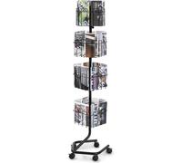 Porte-brochures rotatif avec 32 compartiments et 5 roues - Porte-brochures robuste pour la littérature et la publicité