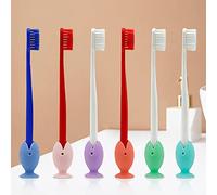 Porte-Brosse à 6 pièces, Support pour Brosse à Dents en Pieds, Porte-Brosse à Dents Mignon, étui Protection pour Brosse à Dents en Silicone, lot Poissons ignons