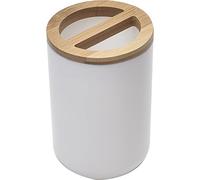 Porte Brosse a dent Blanc et Bambou - Salle de Bain