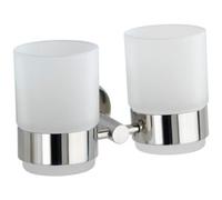 Porte brosse à dent mural - Bosio - Double - Acier et verre satiné - Brillant WENKO