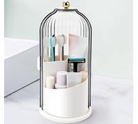 Porte-brosse à dents avec couvercle coulissant, organisateur rotatif à 3 compartiments pour plan de travail, brosse à dents et dentifrice, organisateur de salle de bain pour lavabo, panier de
