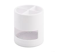 Porte-brosse à dents blanc avec plateau de drainage, organisateur à 4 compartiments pour dentifrice et peigne, étagère de rangement ventilée rapide pour salle de bain, cuisine, bureau, 11 x 10 x 10 cm