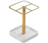 Porte-Brosse à Dents doré, Support en Acier Inoxydable à 3 Fentes avec Base en résine marbrée, Porte-Dentifrice Minimaliste pour Organisateur de Salle de Bain