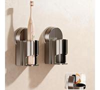 Porte-brosse à dents électrique pour salle de bain à fixation murale avec ventouses, sans perçage, avec fentes d'aération à séchage rapide (2)