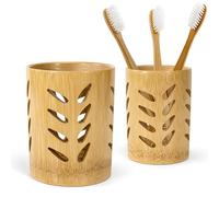 Porte-Brosse à Dents en Bambou, Support de Dentifrice en avec Drainage et Séchage Rapid pour à Coucher Votre Bureau Votre Dortoir Votre Cuisine
