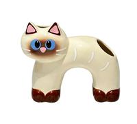 Porte-brosse à dents en céramique en forme de chat mignon à double trou