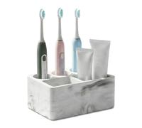 Porte-brosse à dents en diatomite à séchage rapide pour brosse à dents et dentifrice pour accessoires de salle de bain (blanc marbre)