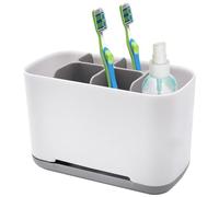 Porte-Brosse à Dents - Gobelet Amovible pour Salle de Bain avec Trou de Drainage - 4 Compartiments pour Brosse à Dents + 2 Compartiments pour Dentifrice - Fond antidérapant