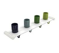 porte-brosse à dents Hewi 800.03.40099 avec crochet porte-serviettes, 4 emplacements, blanc pur