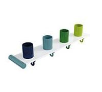 porte-brosse à dents Hewi 800.03.41055 avec crochet porte-serviettes, kit d'extension, 4 emplacements, bleu aqua