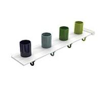 porte-brosse à dents Hewi 800.03.41099 avec crochet porte-serviettes, kit d'extension, 4 espaces, blanc pur