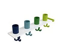 porte-brosse à dents Hewi 800.03.41274 avec crochet porte-serviettes, 4 espaces, rallonge, vert pomme