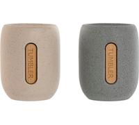 Porte-brosse à dents home esprit crème gris dolomite 8,5 x 7 x 11 cm (2 pièces)