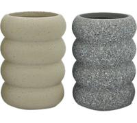 Porte-brosse à dents home esprit gris crème dolomite 7 x 7 x 10 cm (2 pièces)