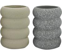Porte-brosse à dents Home ESPRIT Gris Crème Dolomite 7 x 7 x 10 cm (2 pièces)