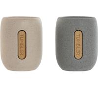 Porte-brosse à dents Home ESPRIT Gris Crème Dolomite 8,5 x 7 x 11 cm (2 pièces)