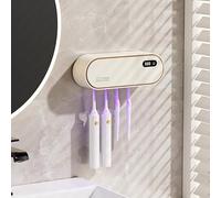 Porte Brosse à Dents Intelligent, 19.8 * 8.3 * 4.8CM Porte Brosse à Dents Mural, Stérilisateur UV Brosse à Dents, 1800 MAh, Stérilisateur de Brosse à Dents pour Salle de Bain