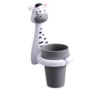Porte-Brosse à Dents Mignon avec Tasse et Gobelet, Design de Dessin Animé pour Enfant, Sans Perçage (Noir + Blanc)