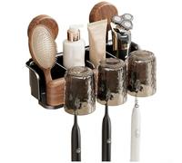 Porte-brosse à dents multifonction avec boîte de rangement et étagère, construction étanche et aspiration industrielle pour un montage sûr sur le carrelage et le verre (C)