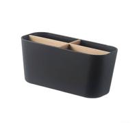 Porte-brosse à dents multifonction en bois avec 4 emplacements et design amovible pour un rangement organisé des essentiels de salle de bain et de bureau (ovale-noir)