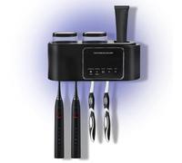 Porte Brosse à Dents Mural avec Désinfectant U.V à Séchage Automatique, Support Brosse à Dent Électrique sans Perçage Comprenant 4 Emplacements pour Brosses à Dents et 2 Gobelets 2 MéThodes Chargement