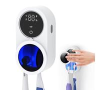 Porte Brosse à Dents Mural avec Désinfectante UV-C et UV-A, LifeBasis Support Brosse a Dent avec Stérilisateur, Séchage Automatique, Batterie Jusqu’à 50 Jours, 2 Fentes