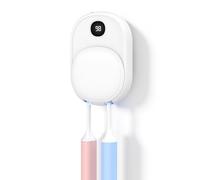 Porte Brosse à Dents Mural avec Stérilisation UV-C & Ventilation de Séchage - Support pour 2 Brosses à Dents, sans Perçage, Rechargeable USB, Rangement Hygiénique de Voyage pour Salle de Bain