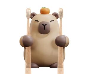 Porte-Brosse à Dents Mural,Organisateur pour brosses à Dents à Capbara | Crochet adhésif Mignon et esthétique pour Salle de Bain Douche Maison avec Montage Mural