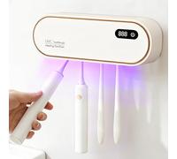 Porte-brosse à dents mural, porte-brosse à dents électrique pour montage mural, stérilisation ABS Uvc+Uva Brosse à dents, support pour brosse à dents pour salle de bain, blanc 20,7 x 7,4 x 5,7 cm