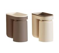 Porte-Brosse à Dents Mural, Porte-gobelet De Brosse à Dents avec Fonction De Drainage pour Salle De Bain (Marron Caramel/Beige)(Beige)