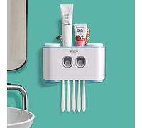 Porte-brosse à dents mural pour salle de bain - Distributeur automatique de dentifrice - Porte-brosse à dents électrique à suspendre avec 5 emplacements pour brosse à dents - 2 presse-dentifrice - 4