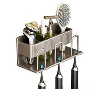 Porte-brosse à dents mural sans perçage avec support pour dentifrice et rangement de gobelets conçu pour l'organisation de la salle de bain et l'utilisation de brosses à dents électriques en métal