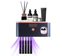 Porte Brosse à Dents Mural, Support de Brosse à Dents, Lampe UV Brosse à Dents électrique, avec Distributeur de Dentifrice, pour 5 brosses à Dents, 60 Jours avec Une Seule Charge (Noir)