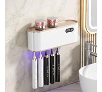 Porte Brosse à Dents Mural UV- 1800 Mah - Rechargeable - Support Mural pour Brosse à Dents avec Fonction de Stérilisation -Désinfectant pour 5 Brosses à Dents- Séchage (Blanc)