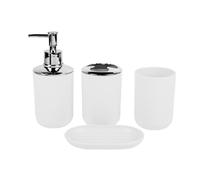 Porte-Brosse À Dents Plateau De Distributeur Savon Et Rangement Comptoir en Plastique Ensemble Salle Bain en Plastique pour Décors Modernes