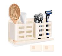 Porte-Brosse à Dents Porte-Brosse à Dents Mural Auto-adhésif, Support de Rangement Dentifrice Salle Bains, Peigne en Alliage Tasse de Bain Bouche réutilisable(White)