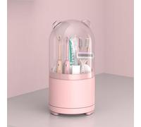 Porte-brosse à dents rotatif rose avec couvercle, support de brosse à dents électrique pour salle de bain avec couvercle, joli panier de rangement pour dentifrice, accessoires de comptoir, support de