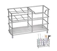 Porte Brosse à Dents, Support de Brosse à Dents Polyvalent en Acier Inoxydable avec 7 Compartiments, Trou de Vidange, Multifonctions Organisateur Salle de Bain et Cuisine