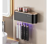 Porte Brosse à Dents UV, Porte Brosse à Dents DéSinfectant 1800Mah StéRilisateur de Brosse à Dents USB Support Brosse a Dent UV de Salle de Bain Porte Brosse à Dent StéRilisateur UV (Noir)