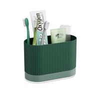 Porte-Brosse à Dents Vert pour Salle de Bain, Support de Brosse à Dents pour Enfants en Plastique avec Drainage et Plateau d'égouttement, Joli Support de Douche pour Dentifrice, Support Mural et
